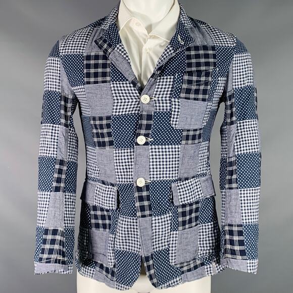 ENGINEERED GARMENTS Size XS Navy White Patchwork Cotton Sport Coat - Picture 1 of 6